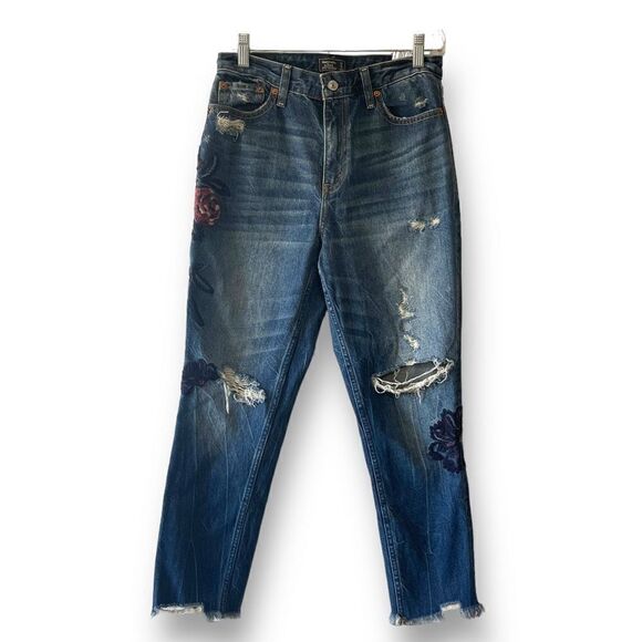 Abercrombie & Fitch Annie Girlfriend Embroidered Jeans, Size 4/27 - Picture 1 of 11